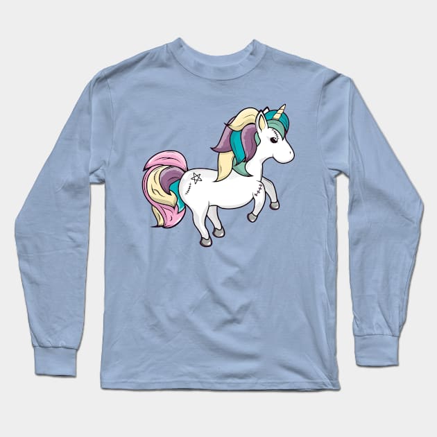 Cute Kawaii Unicorn for Girls Long Sleeve T-Shirt by ShopBuzz